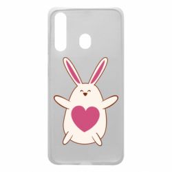 Чехол для Samsung A60 Rabbit with a pink heart - PrintSalon