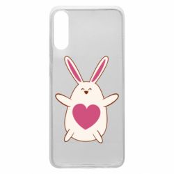 Чехол для Samsung A70 Rabbit with a pink heart - PrintSalon