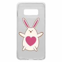 Чехол для Samsung S10e Rabbit with a pink heart - PrintSalon