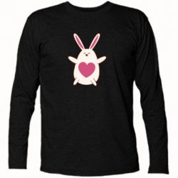 Футболка с длинным рукавом Rabbit with a pink heart - PrintSalon