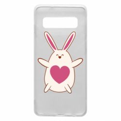 Чехол для Samsung S10 Rabbit with a pink heart - PrintSalon