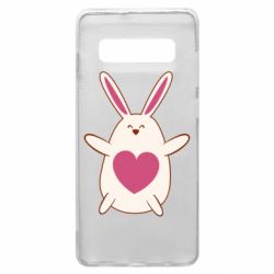 Чехол для Samsung S10+ Rabbit with a pink heart - PrintSalon