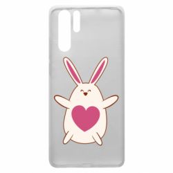 Чехол для Huawei P30 Pro Rabbit with a pink heart - PrintSalon
