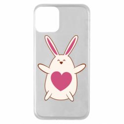 Чехол для iPhone 11 Rabbit with a pink heart - PrintSalon