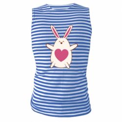 Майка-тельняшка Rabbit with a pink heart - PrintSalon