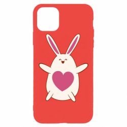 Чехол для iPhone 11 Pro Max Rabbit with a pink heart - PrintSalon