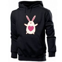 Мужское худи Rabbit with a pink heart - PrintSalon
