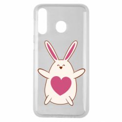 Чехол для Samsung M30 Rabbit with a pink heart - PrintSalon