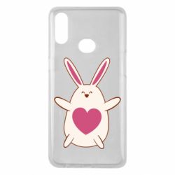 Чехол для Samsung A10s Rabbit with a pink heart - PrintSalon