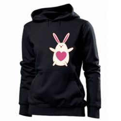 Женское худи Rabbit with a pink heart - PrintSalon