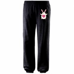 Штаны Rabbit with a pink heart - PrintSalon