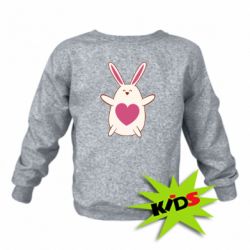 Детский свитшот Rabbit with a pink heart - PrintSalon