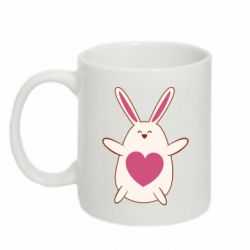 Чашка 320ml Rabbit with a pink heart