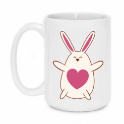 Чашка 420ml Rabbit with a pink heart - PrintSalon