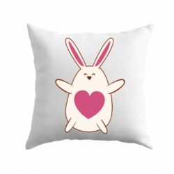 Подушка Rabbit with a pink heart - PrintSalon