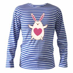Тельняшка с длинным рукавом Rabbit with a pink heart - PrintSalon