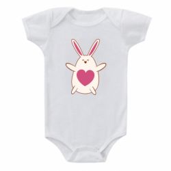 Детский бодик Rabbit with a pink heart - PrintSalon