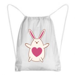 Рюкзак-мешок Rabbit with a pink heart - PrintSalon