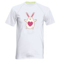 Мужская футболка для спорта Rabbit with a pink heart - PrintSalon