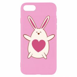 Чехол для iPhone 7 Rabbit with a pink heart - PrintSalon