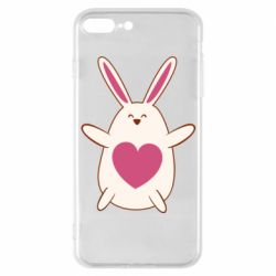 Чехол для iPhone 7 Plus Rabbit with a pink heart - PrintSalon