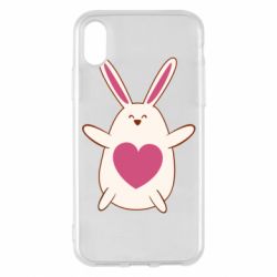 Чехол для iPhone X/Xs Rabbit with a pink heart - PrintSalon