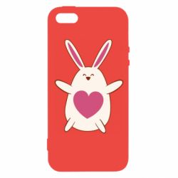 Чехол для iPhone5/5S/SE Rabbit with a pink heart - PrintSalon