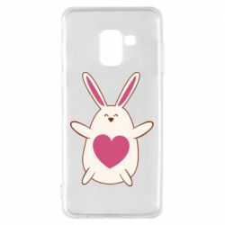 Чехол для Samsung A8 2018 Rabbit with a pink heart - PrintSalon