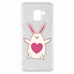 Чехол для Samsung A8+ 2018 Rabbit with a pink heart - PrintSalon