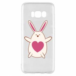Чехол для Samsung S8 Rabbit with a pink heart - PrintSalon