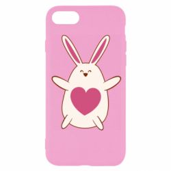 Чехол для iPhone 8 Rabbit with a pink heart - PrintSalon