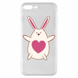 Чехол для iPhone 8 Plus Rabbit with a pink heart - PrintSalon