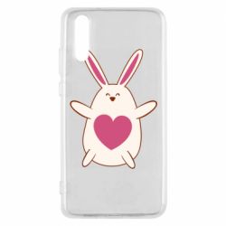 Чехол для Huawei P20 Rabbit with a pink heart - PrintSalon