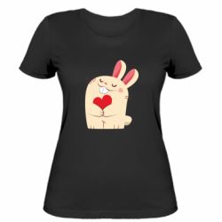 Женская футболка Rabbit with heart - PrintSalon