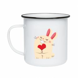 Кружка эмалированная Rabbit with heart - PrintSalon