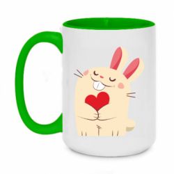 Чашка двухцветная 420ml Rabbit with heart - PrintSalon