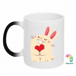 Чашка-хамелеон Rabbit with heart - PrintSalon