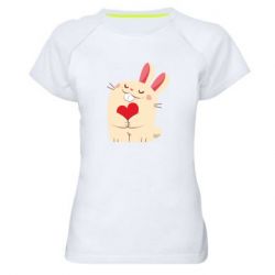 Женская футболка для спорта Rabbit with heart - PrintSalon