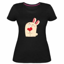 Женская премиум футболка Rabbit with heart - PrintSalon