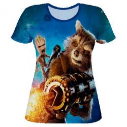 Женская футболка 3D Raccoon and Groot - PrintSalon