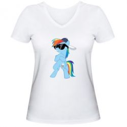 Женская футболка с V-образным вырезом Rainbow Dash Cool - PrintSalon