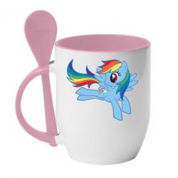 Чашка с ложкой Rainbow Dash run - PrintSalon