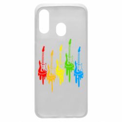 Чехол для Samsung A40 Разноцветные гитары - PrintSalon