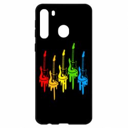 Чехол для Samsung A21 Разноцветные гитары - PrintSalon