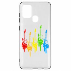 Чехол для Samsung A21s Разноцветные гитары - PrintSalon