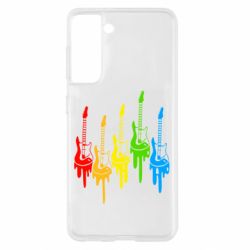 Чехол для Samsung S21 Разноцветные гитары