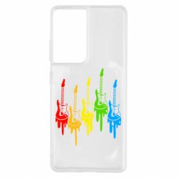 Чехол для Samsung S21 Ultra Разноцветные гитары - PrintSalon