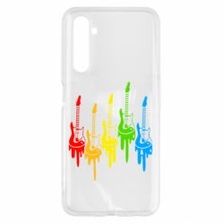 Чехол для Realme 6 Разноцветные гитары - PrintSalon