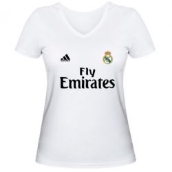 Женская футболка с V-образным вырезом Реал