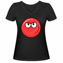 Женская футболка с V-образным вырезом Red Ball game - PrintSalon